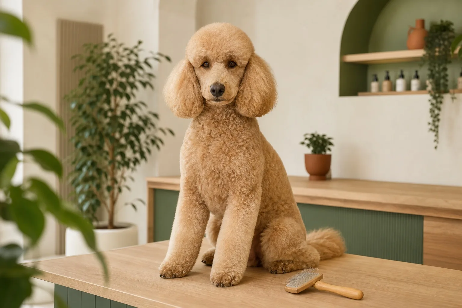 Perro recién peluqueado en Candela